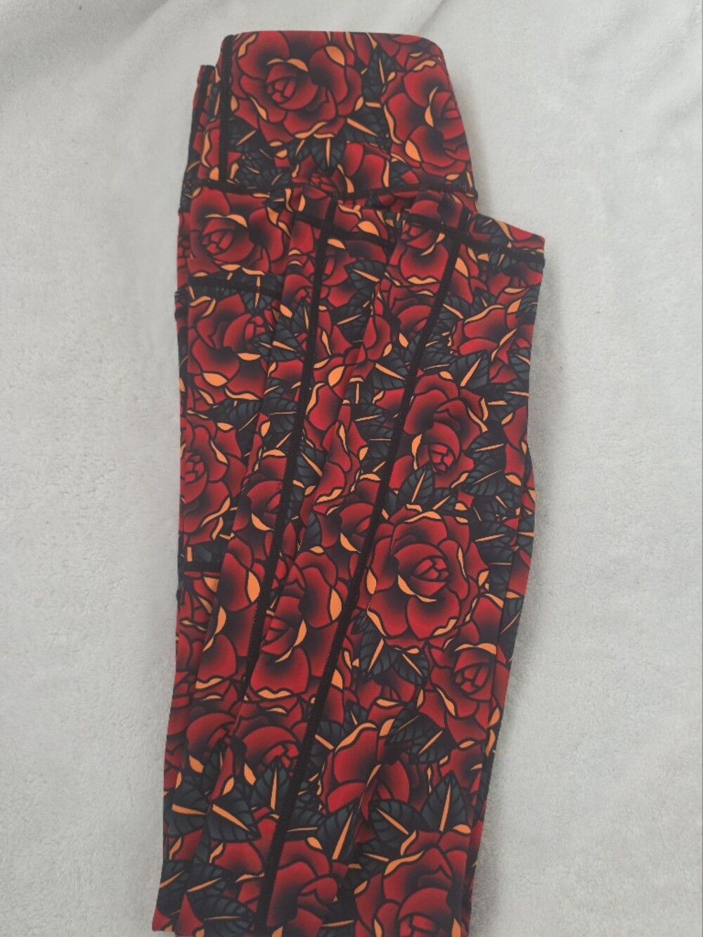 CVG Red Floral Leggings - Rose Print - XS - FULL LENGHT